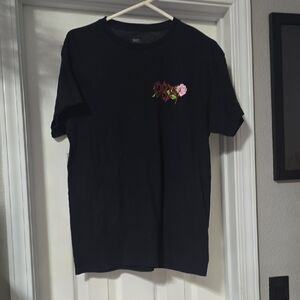 Obey Black Tee with Floral Embroidery